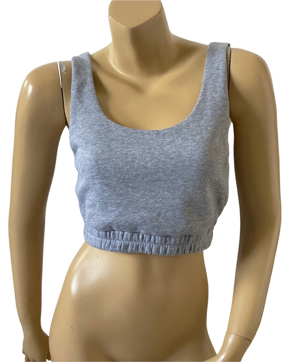Roma Concept By Rosee Tank Top Womens L Gray Sweatshirt Cropped Elastic Hem
